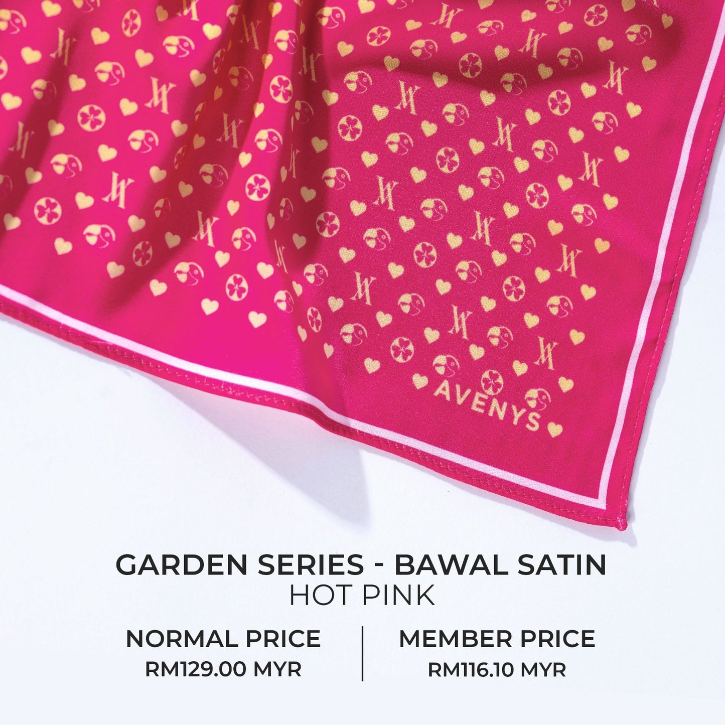 Monogram GARDEN Series - Hot Pink (Bawal Satin)