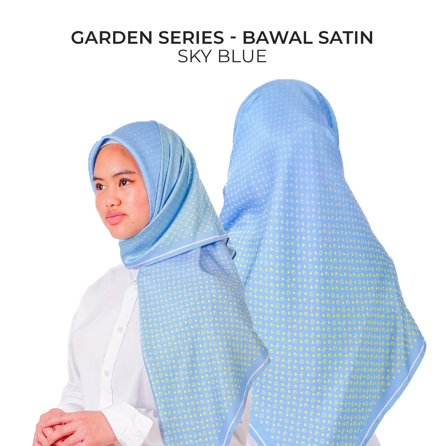 Monogram GARDEN Series - Sky Blue (Bawal Satin)